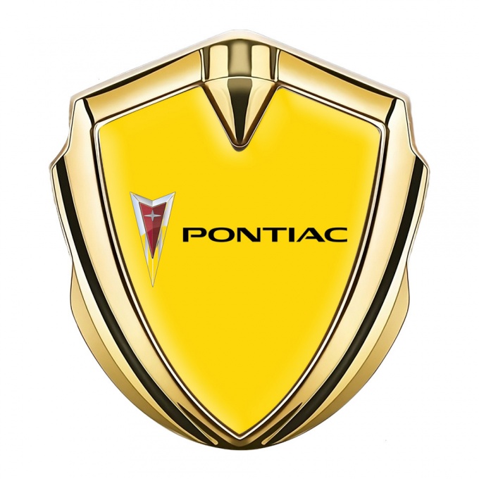 Pontiac Bodyside Domed Emblem Gold Yellow Base Classic Logo Design