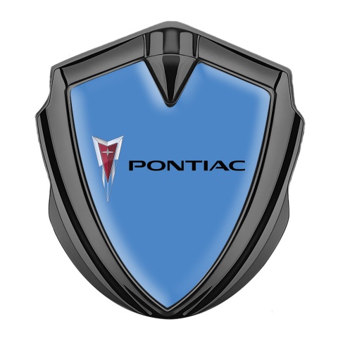 Pontiac Emblem Metal Badge Graphite Glacial Blue Classic Logo Edition