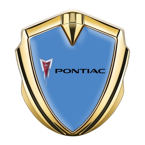 Pontiac Emblem Metal Badge Gold Glacial Blue Classic Logo Edition