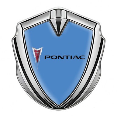 Pontiac Emblem Metal Badge Silver Glacial Blue Classic Logo Edition