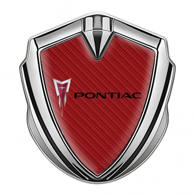 Pontiac Silicon Emblem Badge Silver Red Carbon Classic Logo Motif