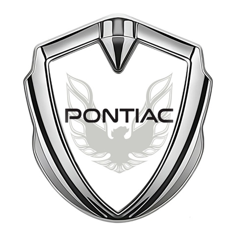 Pontiac Firebird Emblem Car Badge Silver White Print Solid Logo Design