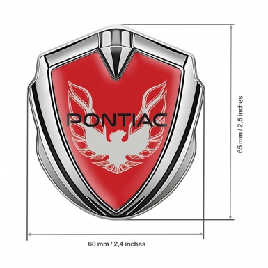 Pontiac Firebird Emblem Silicon Badge Silver Red Print Solid Grey Logo