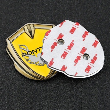 Pontiac Firebird Metal Domed Emblem Gold Yellow Print Solid Grey Logo