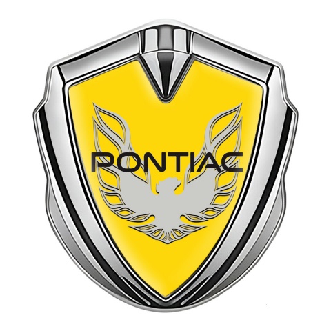 Pontiac Firebird Metal Domed Emblem Silver Yellow Print Solid Grey Logo