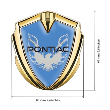 Pontiac Firebird Badge Self Adhesive Gold Blue Print Solid Grey Logo
