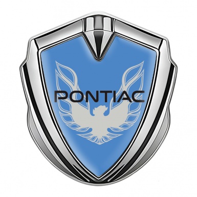 Pontiac Firebird Badge Self Adhesive Silver Blue Print Solid Grey Logo