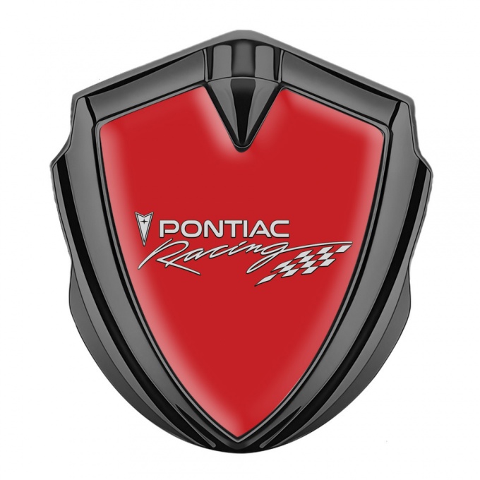 Pontiac Metal Emblem Badge Graphite Crimson Base Racing Logo Design