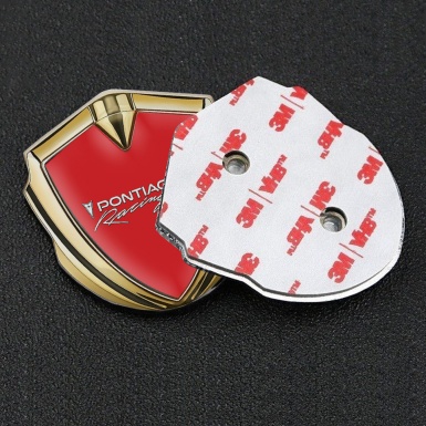 Pontiac Metal Emblem Badge Gold Crimson Base Racing Logo Design