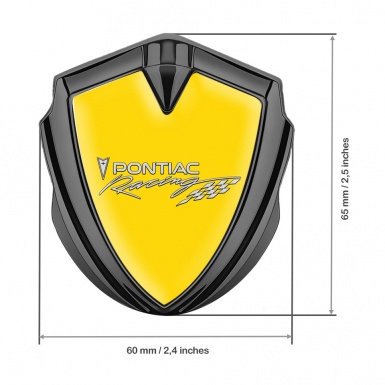 Pontiac Domed Emblem Badge Graphite Yellow Fill Racing Logo Motif