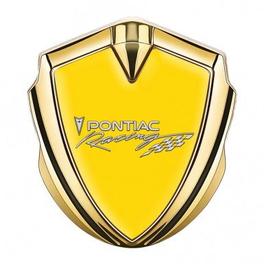Pontiac Domed Emblem Badge Gold Yellow Fill Racing Logo Motif