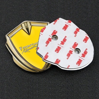 Pontiac Domed Emblem Badge Gold Yellow Fill Racing Logo Motif