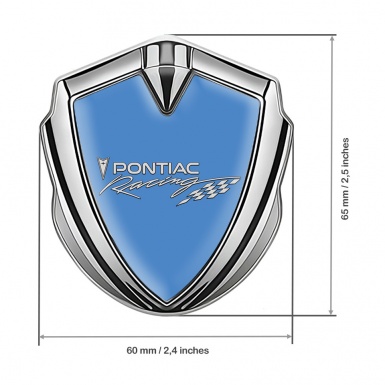 Pontiac Emblem Ornament Silver Glacial Blue Racing Logo Edition