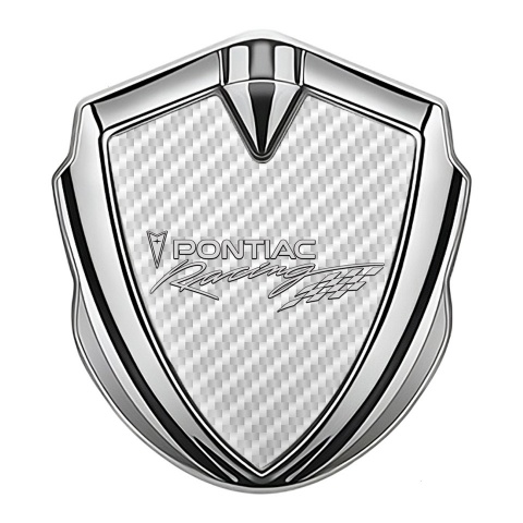 Pontiac 3d Emblem Badge Silver White Carbon Racing Logo Edition