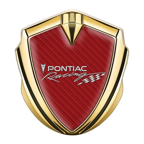 Pontiac Silicon Emblem Badge Gold Red Carbon Racing Logo Edition