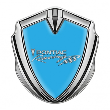 Pontiac Emblem Silicon Badge Silver Blue Base Racing Logo Edition