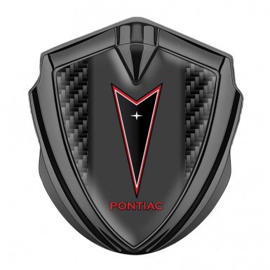Pontiac Metal Domed Emblem Graphite Black Carbon Red Outline Logo