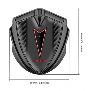 Pontiac Metal Domed Emblem Graphite Black Carbon Red Outline Logo