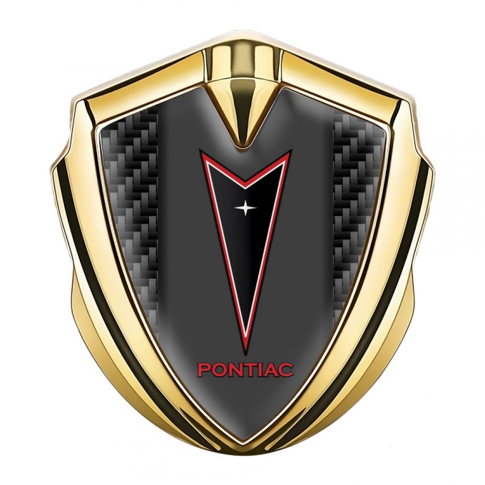Pontiac Metal Domed Emblem Gold Black Carbon Red Outline Logo