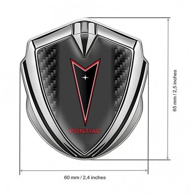 Pontiac Metal Domed Emblem Silver Black Carbon Red Outline Logo