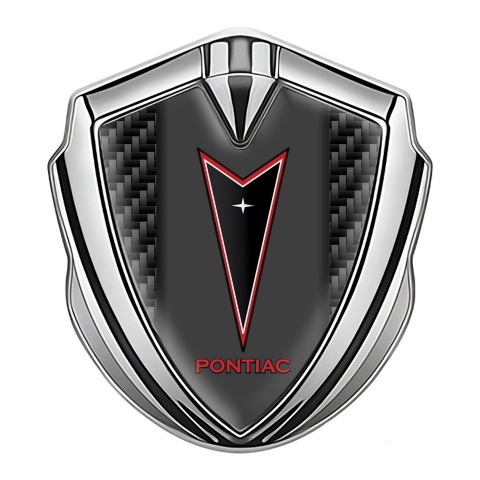 Pontiac Metal Domed Emblem Silver Black Carbon Red Outline Logo