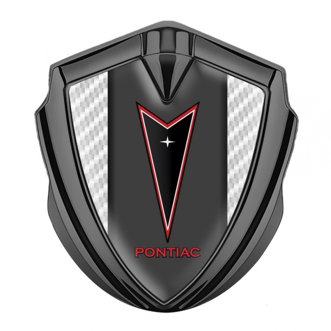 Pontiac Badge Self Adhesive Graphite White Carbon Red Outline Logo