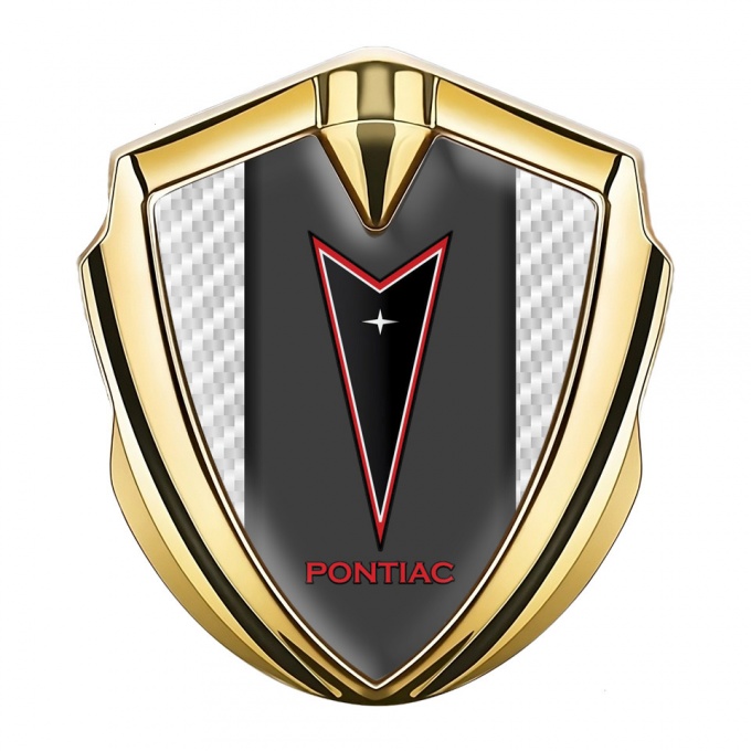 Pontiac Badge Self Adhesive Gold White Carbon Red Outline Logo