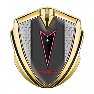 Pontiac Emblem Fender Badge Gold Grey Honeycomb Red Outline Logo
