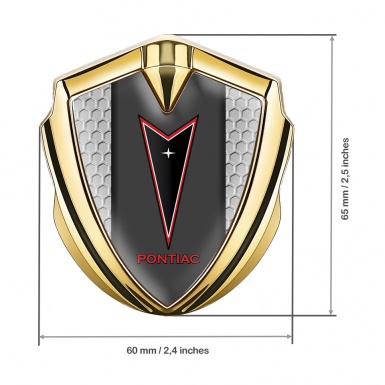 Pontiac Emblem Fender Badge Gold Grey Honeycomb Red Outline Logo