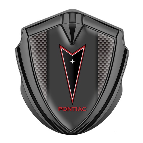 Pontiac Fender Emblem Badge Graphite Grey Carbon Red Outline Logo