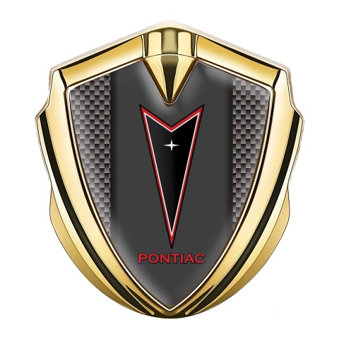 Pontiac Fender Emblem Badge Gold Grey Carbon Red Outline Logo