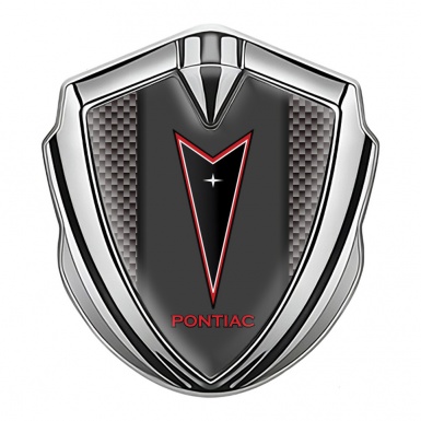 Pontiac Fender Emblem Badge Silver Grey Carbon Red Outline Logo