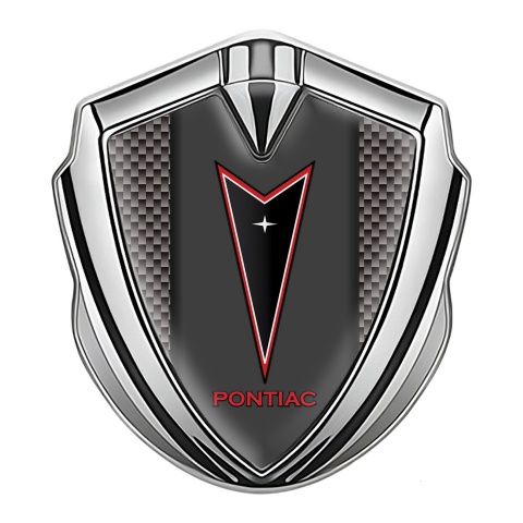 Pontiac Fender Emblem Badge Silver Grey Carbon Red Outline Logo