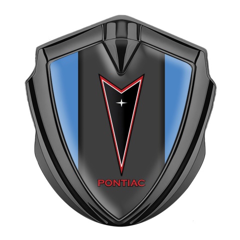 Pontiac Metal Emblem Badge Graphite Glacial Blue Red Outline Edition
