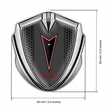 Pontiac Domed Emblem Badge Silver Metal Grate Red Outline Edition