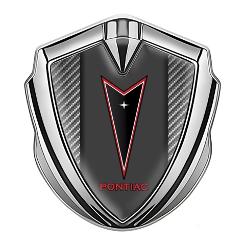 Pontiac Emblem Ornament Badge Silver Light Carbon Red Outline Edition
