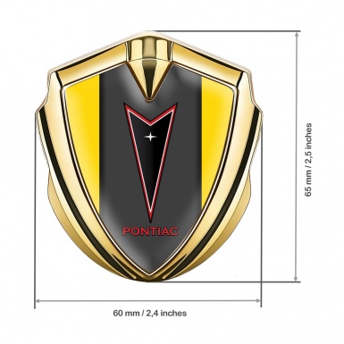 Pontiac Bodyside Domed Emblem Gold Yellow Frame Red Outline Edition