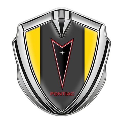 Pontiac Bodyside Domed Emblem Silver Yellow Frame Red Outline Edition