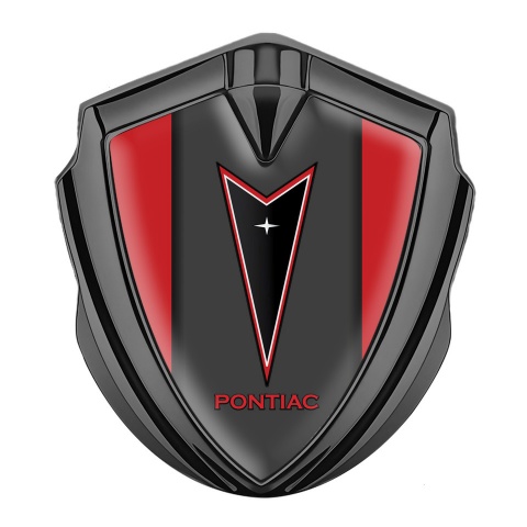 Pontiac Emblem Metal Badge Graphite Crimson Frame Red Outline Edition