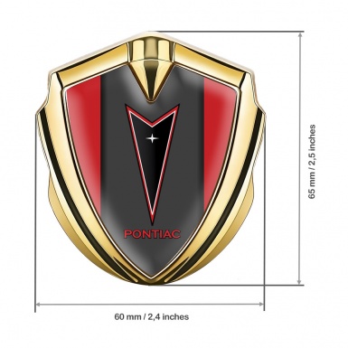 Pontiac Emblem Metal Badge Gold Crimson Frame Red Outline Edition