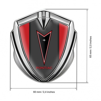 Pontiac Emblem Metal Badge Silver Crimson Frame Red Outline Edition