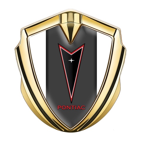 Pontiac Silicon Emblem Badge Gold White Frame Red Outline Edition