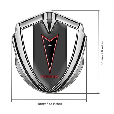 Pontiac Silicon Emblem Badge Silver White Frame Red Outline Edition