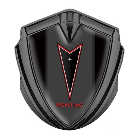 Pontiac Emblem Car Badge Graphite Black Frame Red Outline Logo