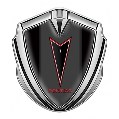 Pontiac Emblem Car Badge Silver Black Frame Red Outline Logo