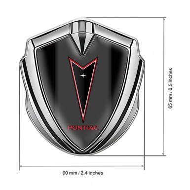 Pontiac Emblem Car Badge Silver Black Frame Red Outline Logo