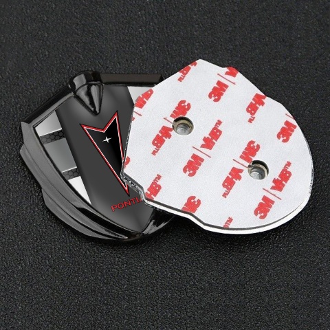 Pontiac Emblem Silicon Badge Graphite Front Panels Red Outline Logo