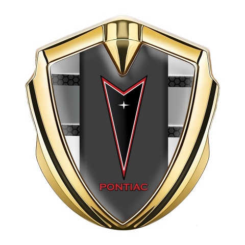 Pontiac Emblem Silicon Badge Gold Front Panels Red Outline Logo