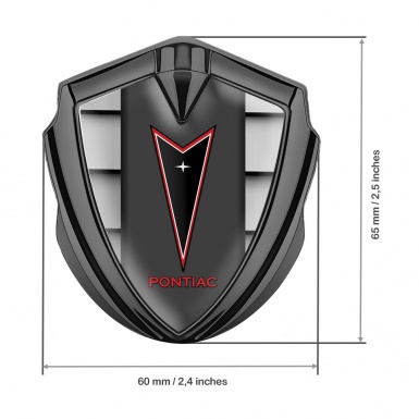 Pontiac Metal Domed Emblem Graphite Grille Effect Red Outline Logo