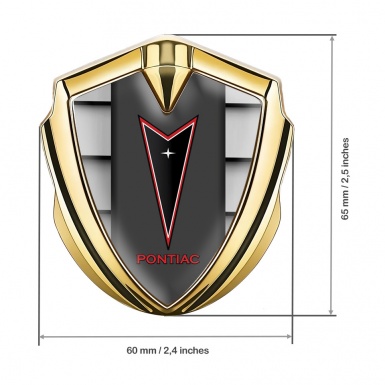 Pontiac Metal Domed Emblem Gold Grille Effect Red Outline Logo